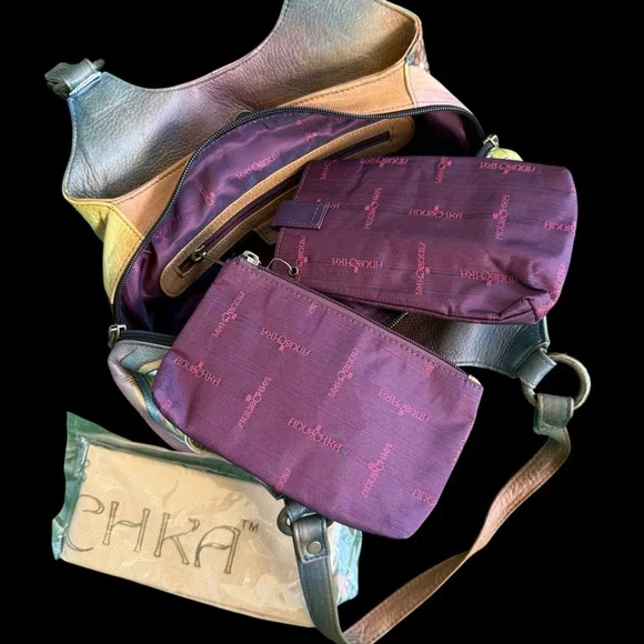 Anuschka Pastel Peacock Shoulder Bag multi pocket with 2 attached pouches NEW - Picture 11 of 11